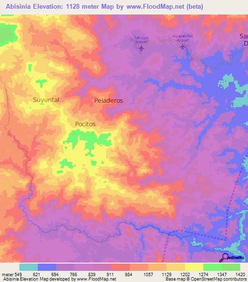 Abisinia,Honduras Elevation Map