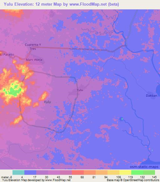 Yulu,Nicaragua Elevation Map
