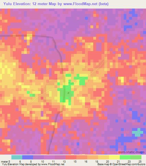 Yulu,Nicaragua Elevation Map