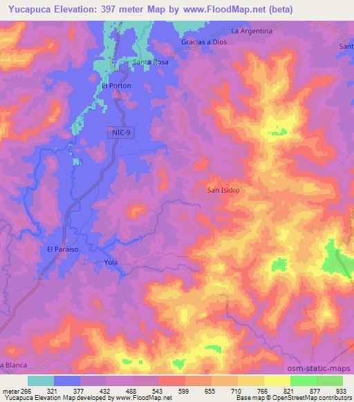Yucapuca,Nicaragua Elevation Map