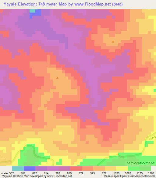Yayule,Nicaragua Elevation Map