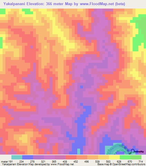 Yakalpanani,Nicaragua Elevation Map