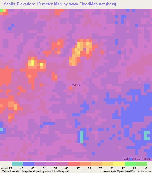 Yablis,Nicaragua Elevation Map