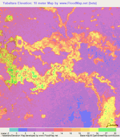Yabaltara,Nicaragua Elevation Map