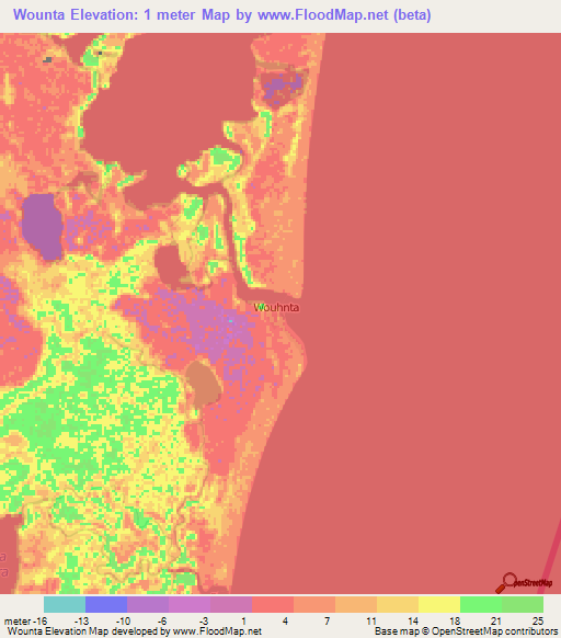 Wounta,Nicaragua Elevation Map