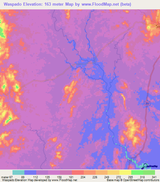 Waspado,Nicaragua Elevation Map