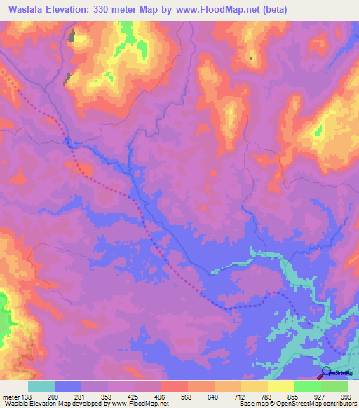 Waslala,Nicaragua Elevation Map