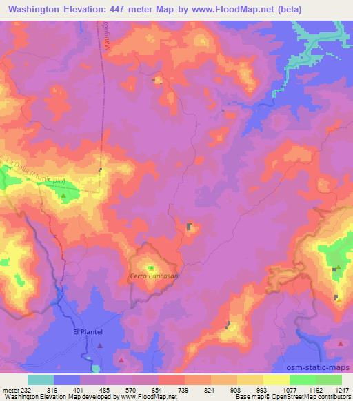 Washington,Nicaragua Elevation Map