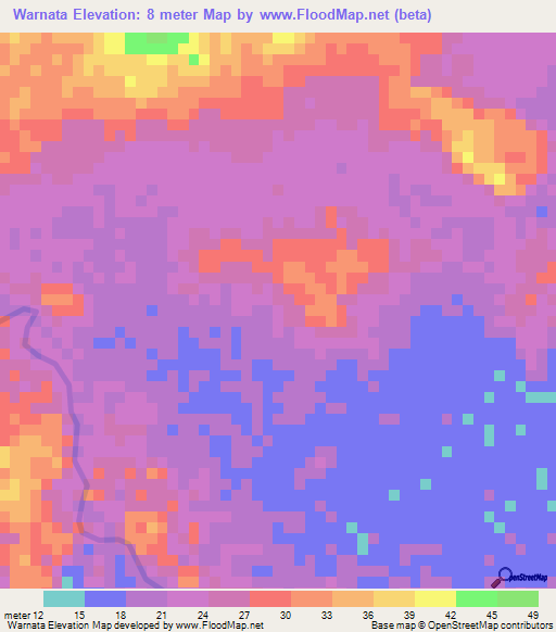 Warnata,Nicaragua Elevation Map