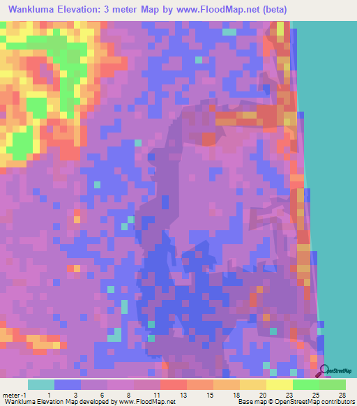 Wankluma,Nicaragua Elevation Map
