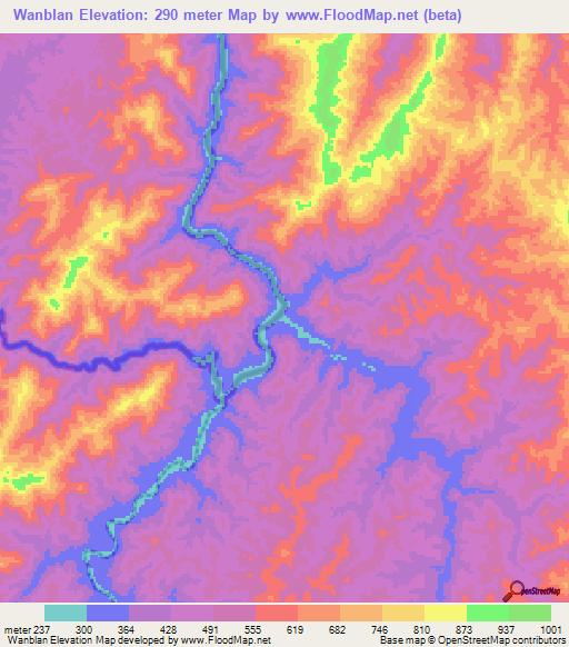 Wanblan,Nicaragua Elevation Map