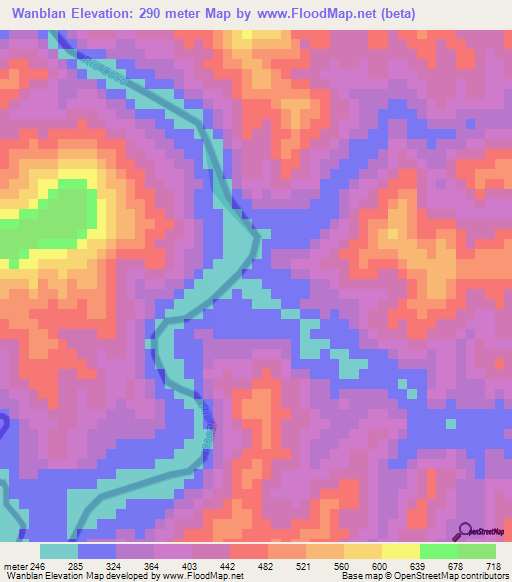 Wanblan,Nicaragua Elevation Map