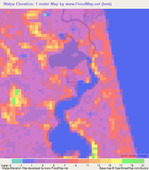 Walpa,Nicaragua Elevation Map