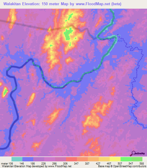 Walakitan,Nicaragua Elevation Map