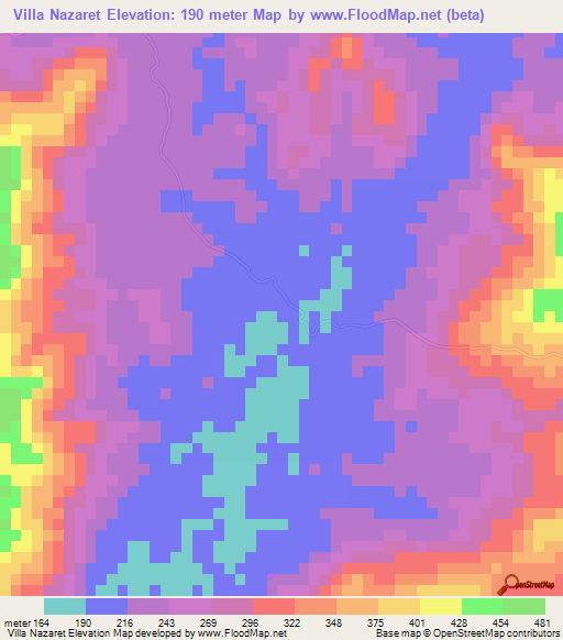 Villa Nazaret,Nicaragua Elevation Map