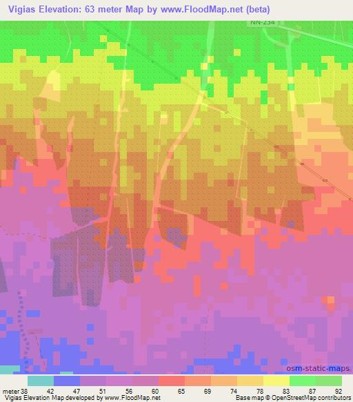 Vigias,Nicaragua Elevation Map