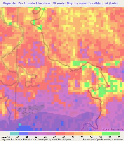 Vigia del Rio Grande,Nicaragua Elevation Map