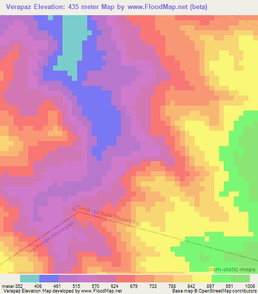 Verapaz,Nicaragua Elevation Map