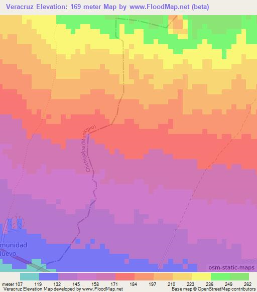 Veracruz,Nicaragua Elevation Map