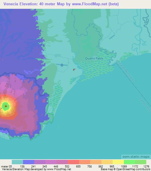 Venecia,Nicaragua Elevation Map