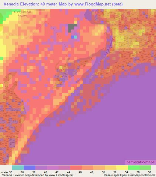Venecia,Nicaragua Elevation Map