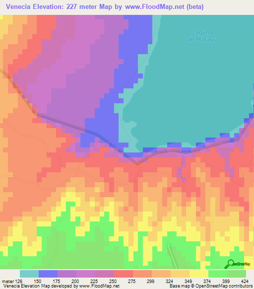 Venecia,Nicaragua Elevation Map