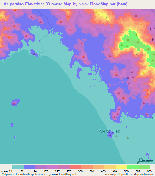 Valparaiso,Nicaragua Elevation Map
