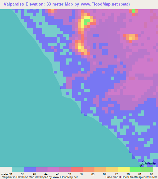 Valparaiso,Nicaragua Elevation Map