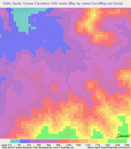 Valle Santa Teresa,Nicaragua Elevation Map
