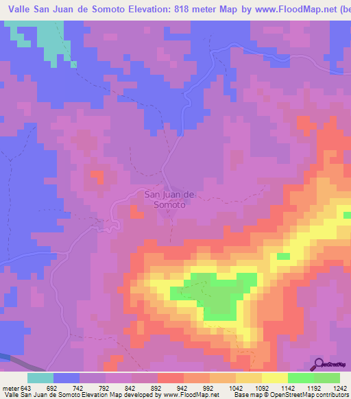 Valle San Juan de Somoto,Nicaragua Elevation Map