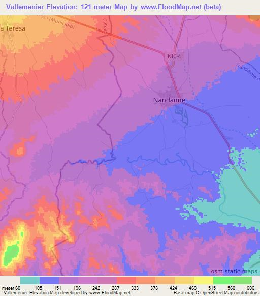 Vallemenier,Nicaragua Elevation Map