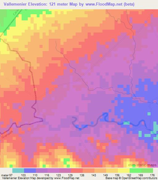 Vallemenier,Nicaragua Elevation Map