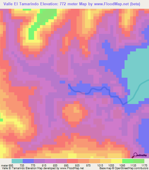 Valle El Tamarindo,Nicaragua Elevation Map