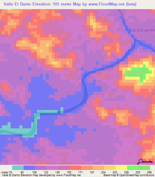 Valle El Danto,Nicaragua Elevation Map