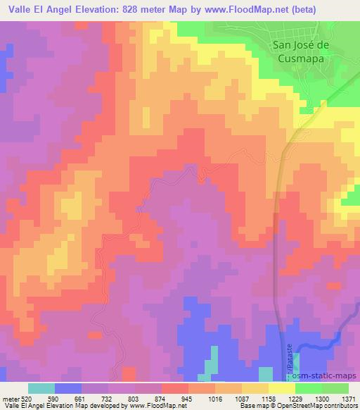 Valle El Angel,Nicaragua Elevation Map