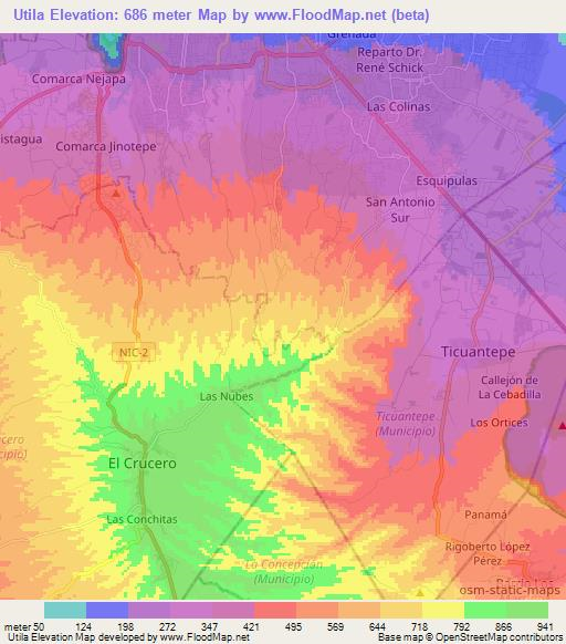 Utila,Nicaragua Elevation Map