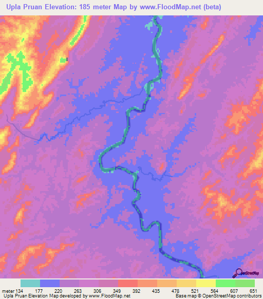 Upla Pruan,Nicaragua Elevation Map