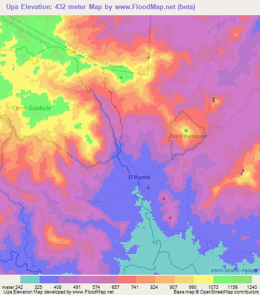 Upa,Nicaragua Elevation Map