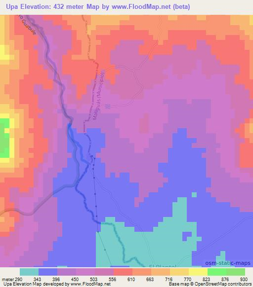 Upa,Nicaragua Elevation Map