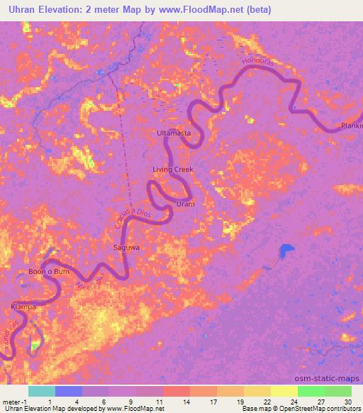 Uhran,Nicaragua Elevation Map