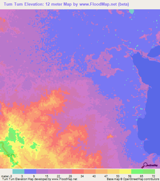 Tum Tum,Nicaragua Elevation Map