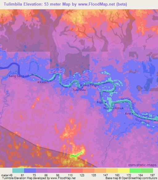 Tulimbila,Nicaragua Elevation Map