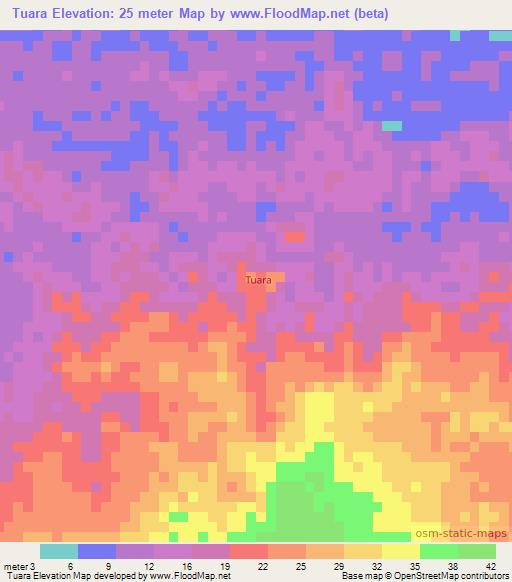 Tuara,Nicaragua Elevation Map