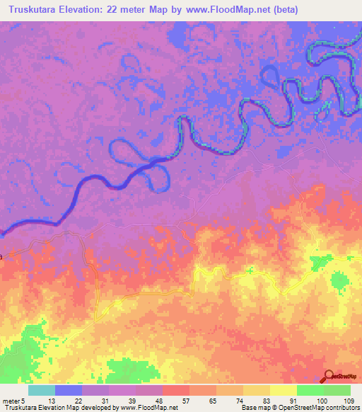 Truskutara,Nicaragua Elevation Map