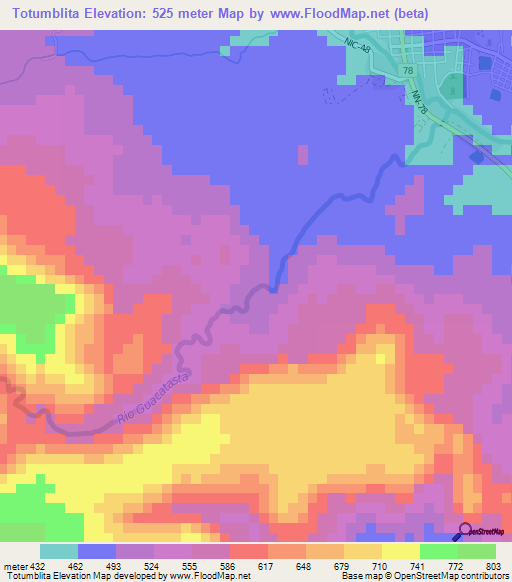 Totumblita,Nicaragua Elevation Map