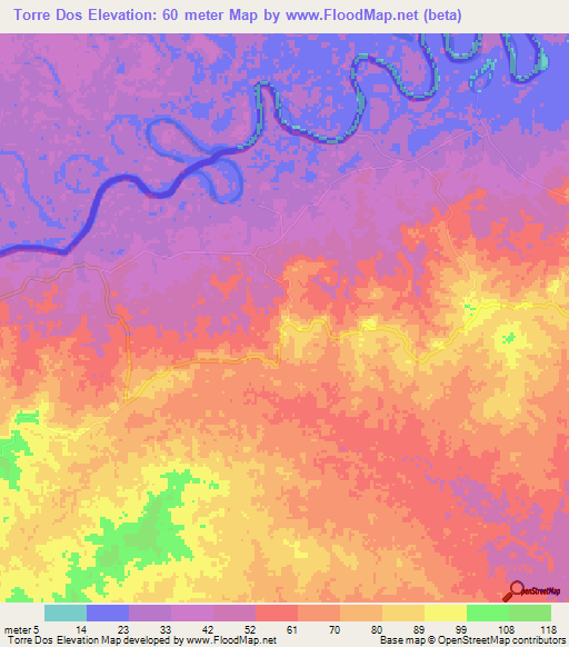 Torre Dos,Nicaragua Elevation Map