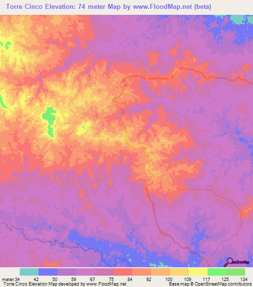 Torre Cinco,Nicaragua Elevation Map