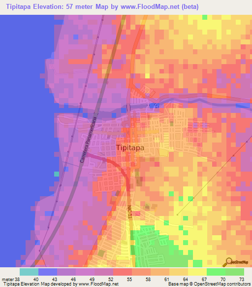 Tipitapa,Nicaragua Elevation Map