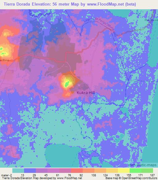 Tierra Dorada,Nicaragua Elevation Map