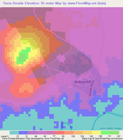 Tierra Dorada,Nicaragua Elevation Map